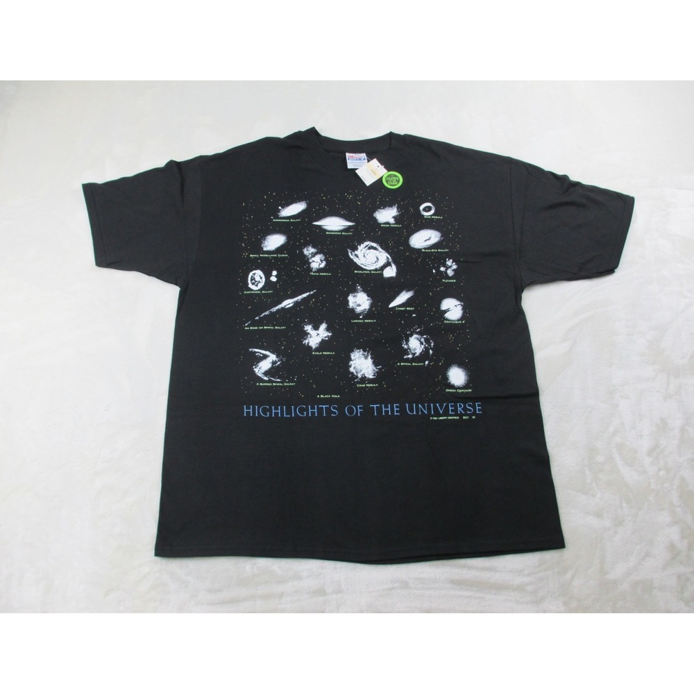 NEW VINTAGE Libety Graphics Shirt Mens XL Black Highlights Of The Universe 90s